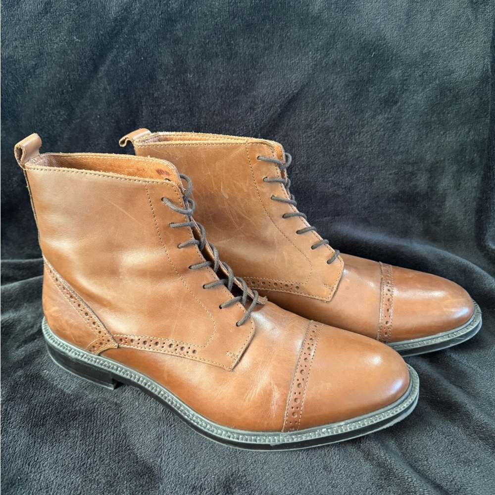 Men’s Stafford lace up ankle dress boots almost 100% leather so soft versatile